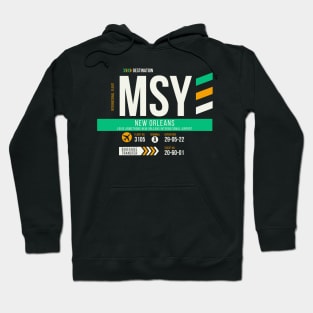 Vintage New Orleans MSY Airport Code Travel Day Retro Air Travel Hoodie